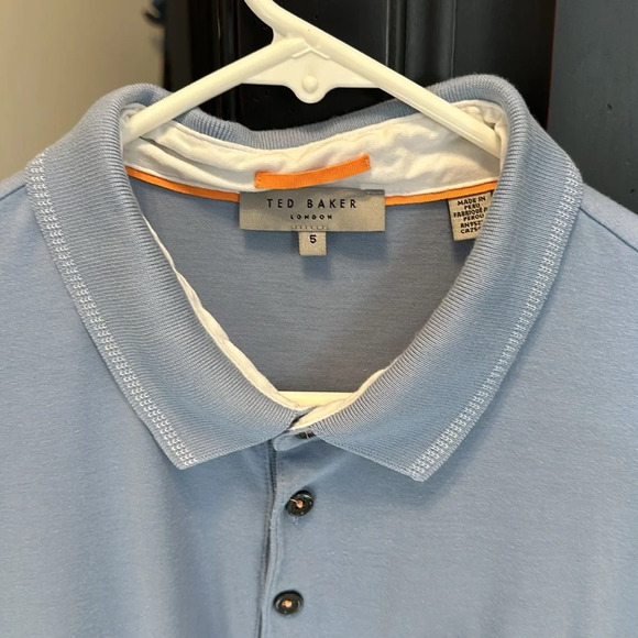 Ted Baker London Cotton/Modal Polo, Light Blue, Size 5-XL, EUC - Picture 5 of 7
